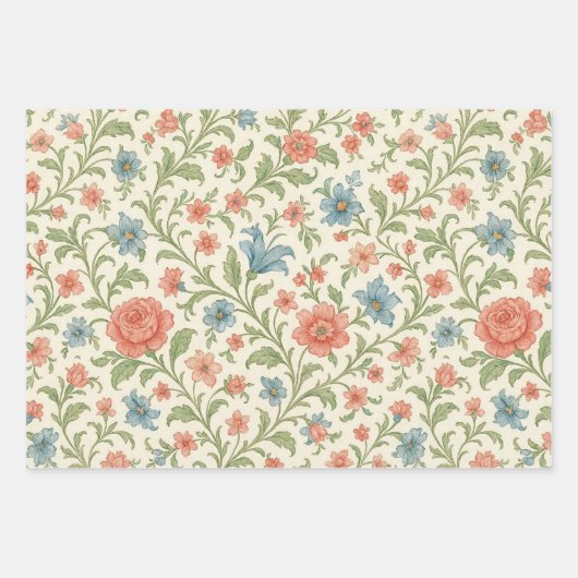 Elegant Engels Shabby Chic Floral Art Pattern Inpakpapier Vel (Voorkant)