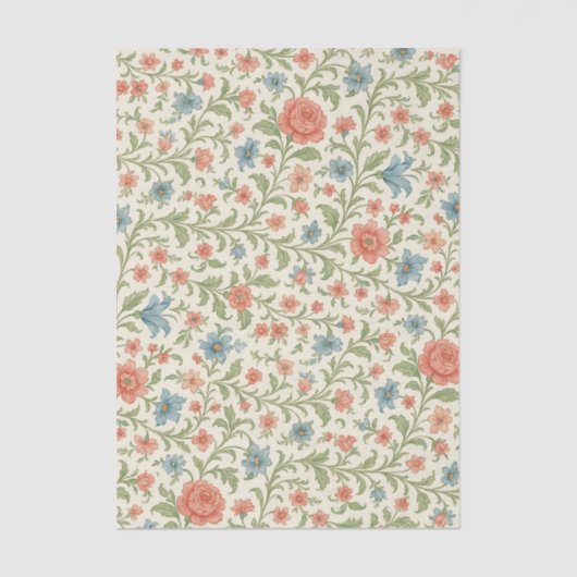Elegant Engels Shabby Chic Floral Art Pattern Tissuepapier (Voorkant)