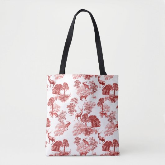 Elegant  Engels Toile Woodland Deer Fox Tote Bag (Voorkant)
