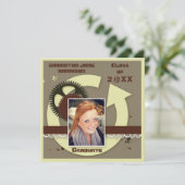 Elegant Engineer Gears Afstuderen Foto Kaart (Staand voorkant)