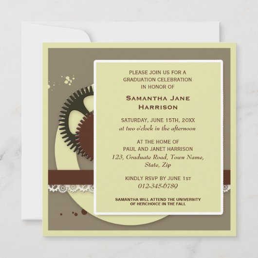 Elegant Engineer Gears Afstuderen Foto Kaart (Achterkant)