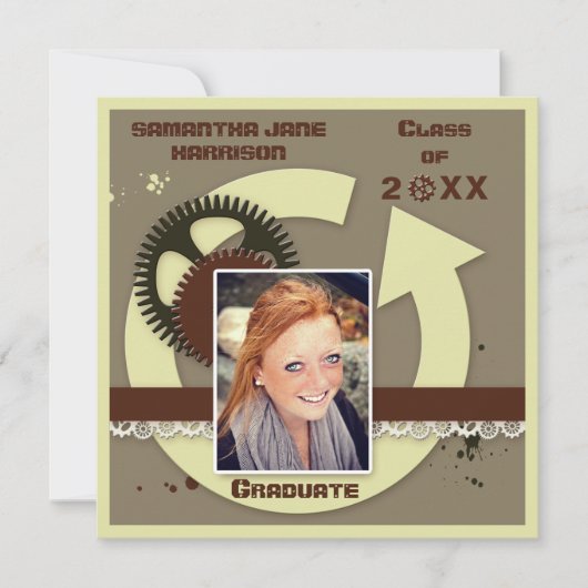 Elegant Engineer Gears Afstuderen Foto Kaart (Voorkant)