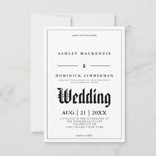 Elegant Engraded English Calligraphy Black Border Kaart (Voorkant)