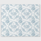 Elegant Engraved Blue and White Floral Toile Cadeaupapier (Vlak)
