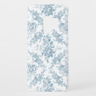 Elegant Engraved Blue and White Floral Toile Case-Mate Samsung Galaxy S9 Hoesje