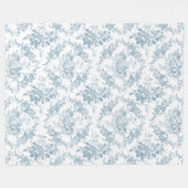 Elegant Engraved Blue and White Floral Toile Fleece Deken (Voorkant (Horizontaal))