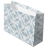 Elegant Engraved Blue and White Floral Toile Groot Cadeauzakje (Voorkant Gekanteld)