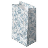 Elegant Engraved Blue and White Floral Toile Klein Cadeauzakje (Voorkant Gekanteld)