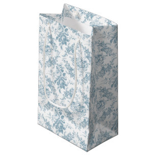 Elegant Engraved Blue and White Floral Toile Klein Cadeauzakje