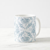 Elegant Engraved Blue and White Floral Toile Koffiemok (Voorkant rechts)