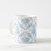Elegant Engraved Blue and White Floral Toile Koffiemok (Voorkant links)