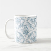 Elegant Engraved Blue and White Floral Toile Koffiemok (Links)