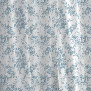 Elegant Engraved Blue and White Floral Toile Stof