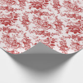 Elegant Engraved Red and White Floral Toile Cadeaupapier (Hoek)