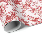 Elegant Engraved Red and White Floral Toile Cadeaupapier (Rol Hoek)