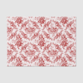 Elegant Engraved Red and White Floral Toile Tissuepapier