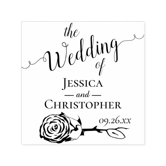 Elegant Enig Roos de Bruiloft van Zelfinktende Stempel (Design)