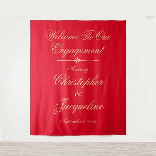 Elegant Enterprise-partij Chic Red & Gold-achtergr Wandkleed (Voorkant)