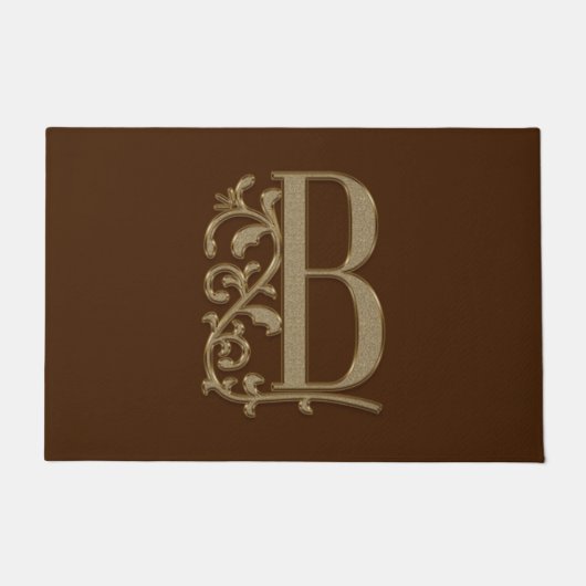 Elegant Entry Monogram B Initiaal op bruin Deurmat (Voorkant)