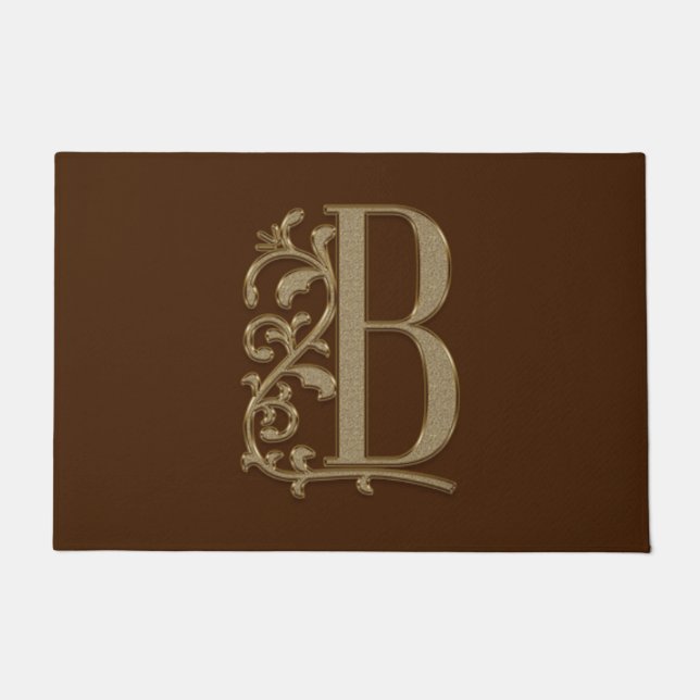 Elegant Entry Monogram B Initiaal op bruin Deurmat (Voorkant)