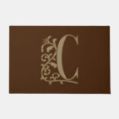 Elegant Entry Monogram C Initiaal op bruin Deurmat (Voorkant)