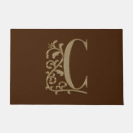 Elegant Entry Monogram C Initiaal op bruin Deurmat