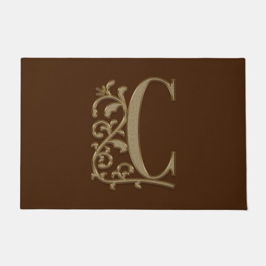Elegant Entry Monogram C Initiaal op bruin Deurmat (Voorkant)