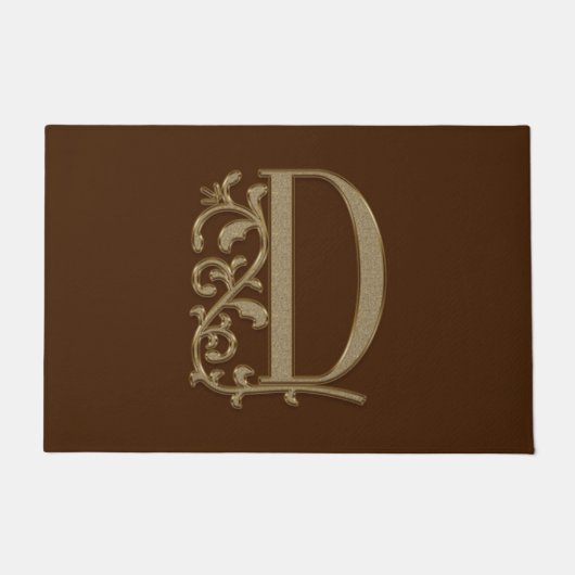 Elegant Entry Monogram D Initiaal op bruin Deurmat (Voorkant)
