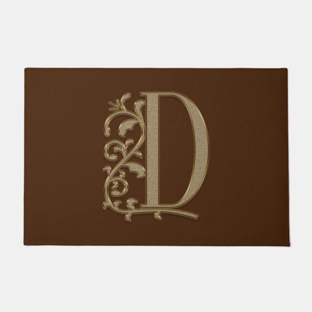 Elegant Entry Monogram D Initiaal op bruin Deurmat (Voorkant)