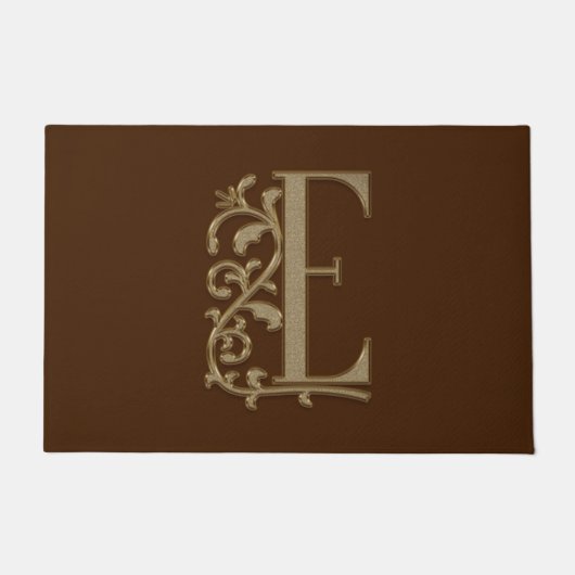 Elegant Entry Monogram E Initiaal op bruin Deurmat (Voorkant)