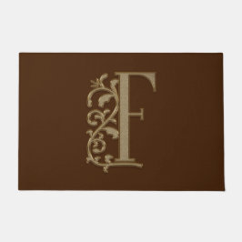 Elegant Entry Monogram F Initiaal op bruin Deurmat