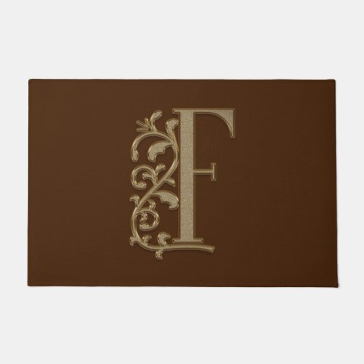 Elegant Entry Monogram F Initiaal op bruin Deurmat (Voorkant)