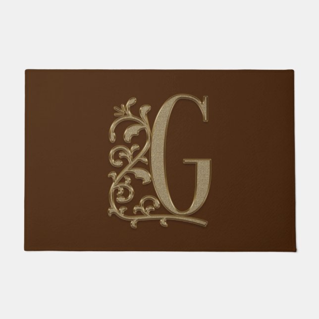 Elegant Entry Monogram G Initiaal op bruin Deurmat (Voorkant)
