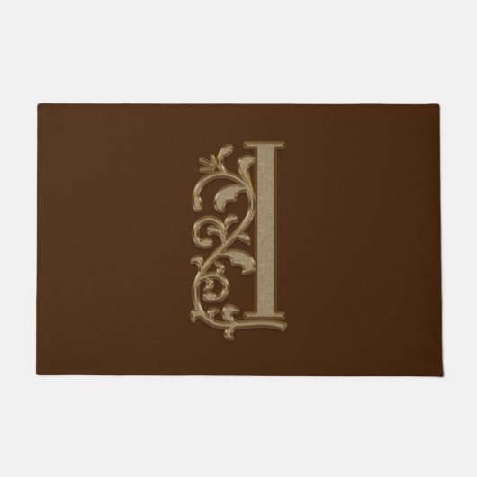 Elegant Entry Monogram I Initiaal op bruin Deurmat (Voorkant)