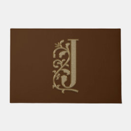 Elegant Entry Monogram J Initiaal op bruin Deurmat
