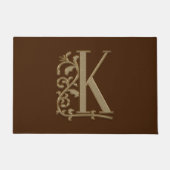 Elegant Entry Monogram K Initiaal op bruin Deurmat (Voorkant)