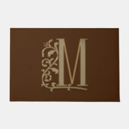 Elegant Entry Monogram M Initiaal op Bruin Deurmat