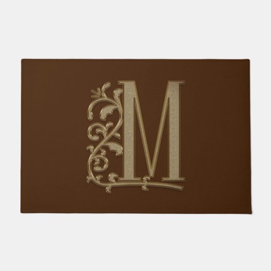 Elegant Entry Monogram M Initiaal op Bruin Deurmat (Voorkant)