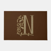 Elegant Entry Monogram N Initiaal op bruin Deurmat (Voorkant)