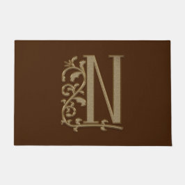 Elegant Entry Monogram N Initiaal op bruin Deurmat
