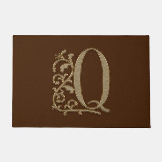 Elegant Entry Monogram Q Initiaal op bruin Deurmat (Voorkant)