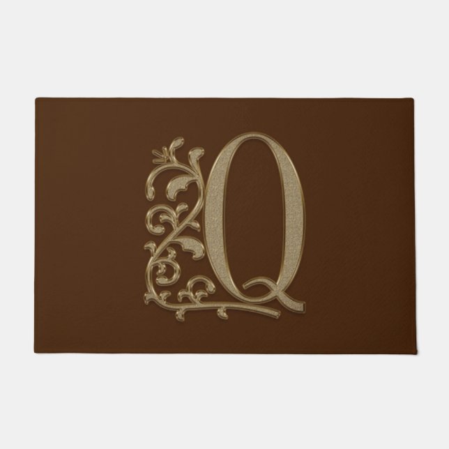 Elegant Entry Monogram Q Initiaal op bruin Deurmat (Voorkant)