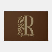 Elegant Entry Monogram R Initiaal op bruin Deurmat (Voorkant)