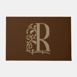 Elegant Entry Monogram R Initiaal op bruin Deurmat