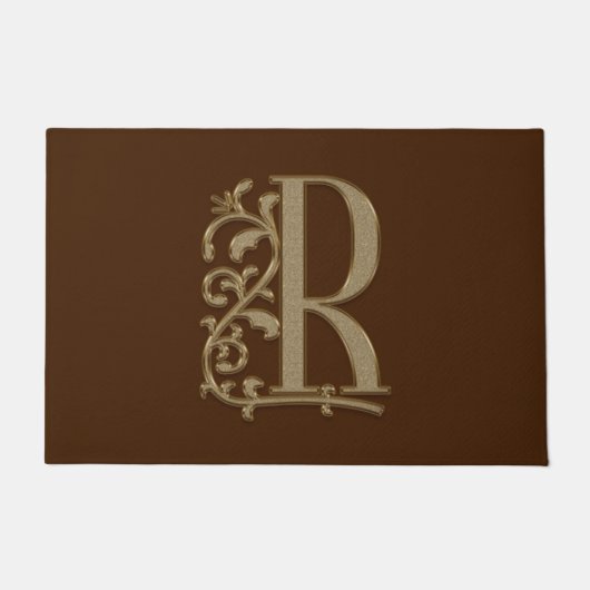 Elegant Entry Monogram R Initiaal op bruin Deurmat (Voorkant)
