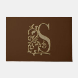 Elegant Entry Monogram S Initiaal op bruin Deurmat