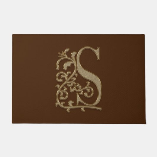 Elegant Entry Monogram S Initiaal op bruin Deurmat (Voorkant)