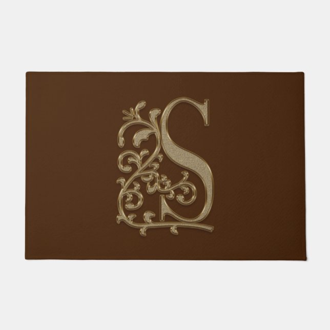 Elegant Entry Monogram S Initiaal op bruin Deurmat (Voorkant)