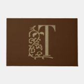 Elegant Entry Monogram T Initiaal op bruin Deurmat (Voorkant)