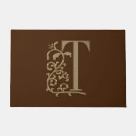 Elegant Entry Monogram T Initiaal op bruin Deurmat